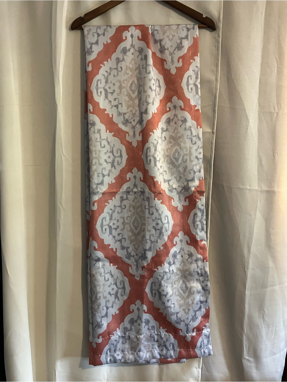 Mainstays Coral and Gray Decorative Curtain 2 Panels (30x84)